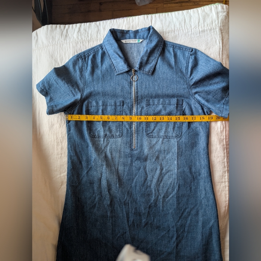 Deniml-look Short Sleeve Dress